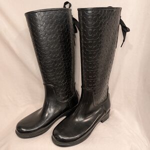 Coach Black Embossed Knee-High Boots